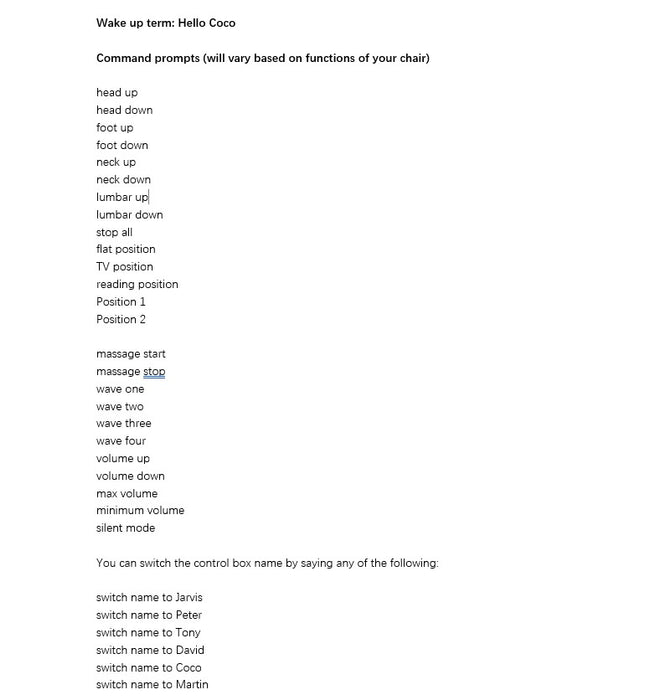 Voice Control Remote for Power Recliners and Lift Chairs with 7 pin connection - JLDK.72.08.01 - GreatFurnitureDeal