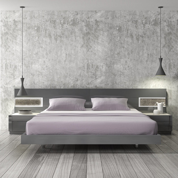 J&M Furniture - Braga Natural Grey Lacquer 5 Piece Eastern King Premium Bedroom Set - 178671-EK-5SET-NATURAL-GREY-LACQUER