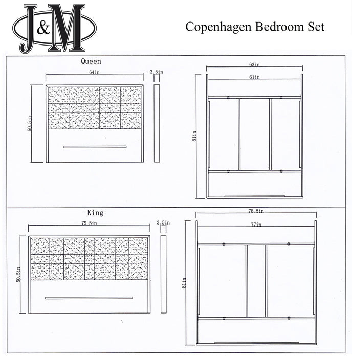J&M Furniture - Copenhagen Grey 3 Piece Queen Bedroom Set - 18777-Q-3SET-GREY