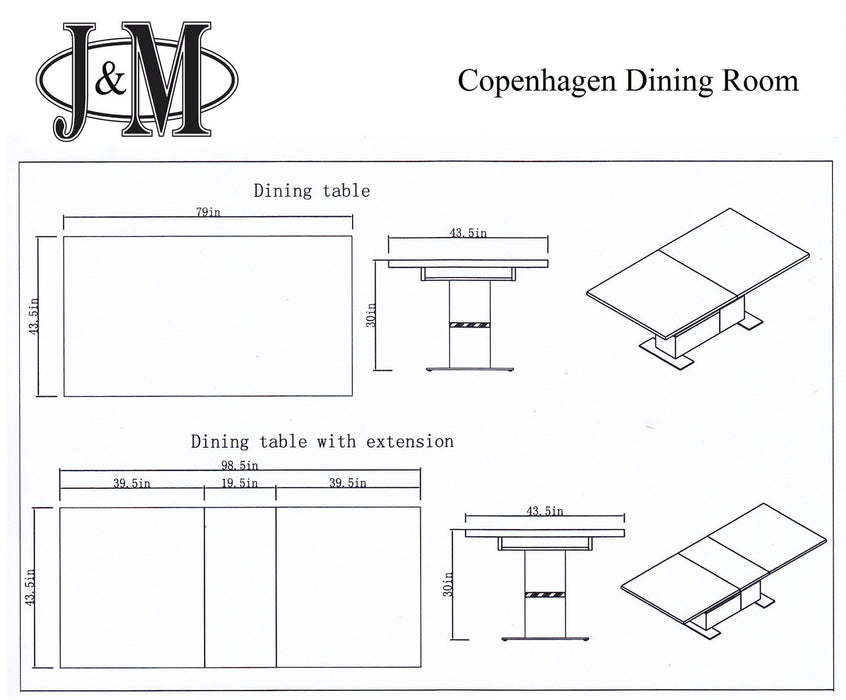 J&M Furniture - Copenhagen 4 Piece Dining Room Set in Chestnut - 17778-DT-4SET