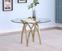 Mariano Furniture - Round Clear Glass Dining Table in Gold - BQ-D010-DT - GreatFurnitureDeal