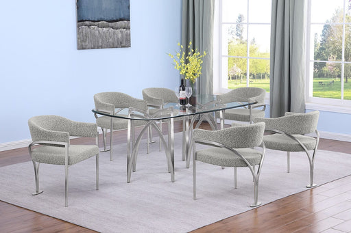 Mariano Furniture - 7 Piece Small Rectangular Glass Dining Set in Rich Gray/Silver - BQ-D05-6SC300 - GreatFurnitureDeal