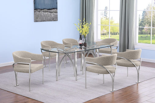 Mariano Furniture - 7 Piece Small Rectangular Glass Dining Set in Gray/Silver - BQ-D05-6SC301 - GreatFurnitureDeal