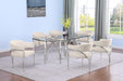 Mariano Furniture - 7 Piece Small Rectangular Glass Dining Set in Cream/Silver - BQ-D05-6SC303 - GreatFurnitureDeal