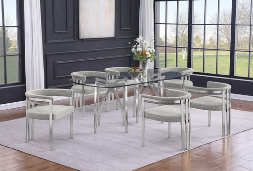 Mariano Furniture - 7 Piece Rectangular Dining Table Set in Rich Gray/Silver - BQ-D05-6SC380 - GreatFurnitureDeal
