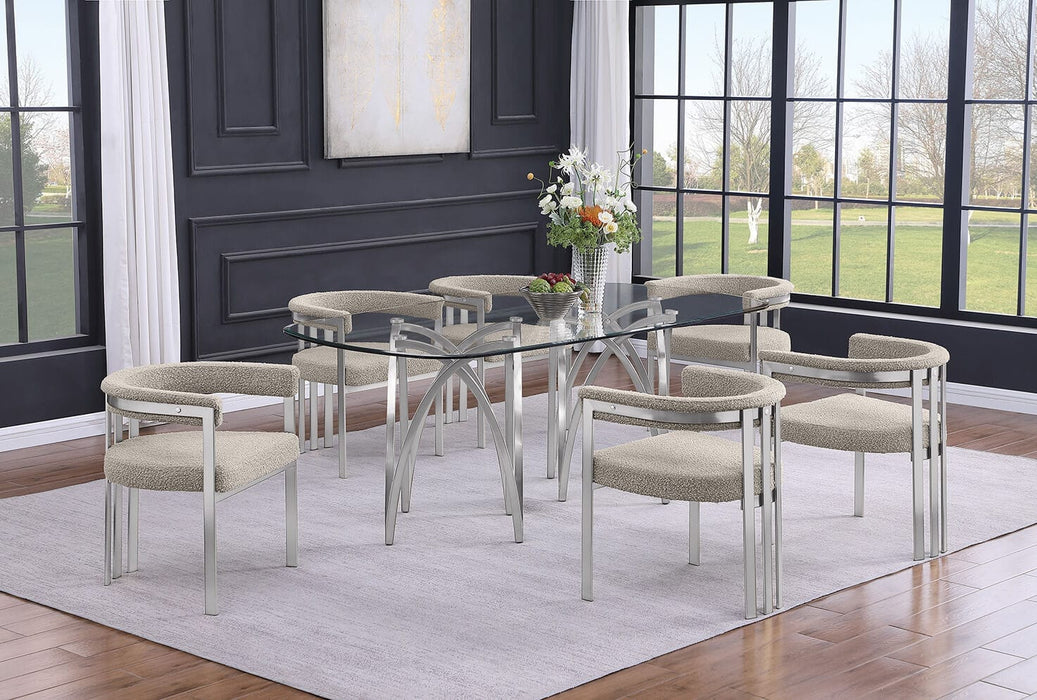 Mariano Furniture - 7 Piece Rectangular Dining Table Set in Gray/Silver - BQ-D05-6SC381 - GreatFurnitureDeal