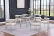 Mariano Furniture - 7 Piece Rectangular Dining Table Set in Cream/Silver - BQ-D05-6SC383 - GreatFurnitureDeal