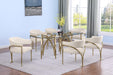 Mariano Furniture - 7 Piece Small Rectangular Glass Dining Set in Cream/Gold- BQ-D06-6SC307 - GreatFurnitureDeal