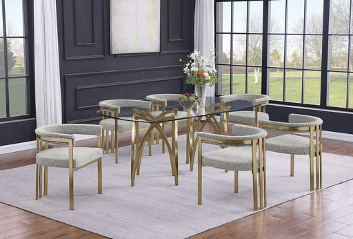 Mariano Furniture - 7 Piece Rectangular Dining Table Set in Rich Gray/Gold - BQ-D06-6SC384 - GreatFurnitureDeal