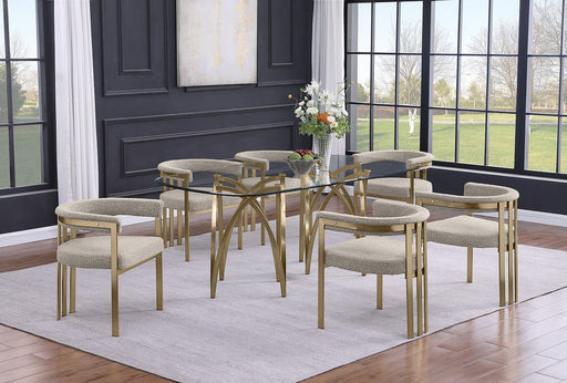 Mariano Furniture - 7 Piece Rectangular Dining Table Set in Gray/Gold - BQ-D06-6SC385 - GreatFurnitureDeal