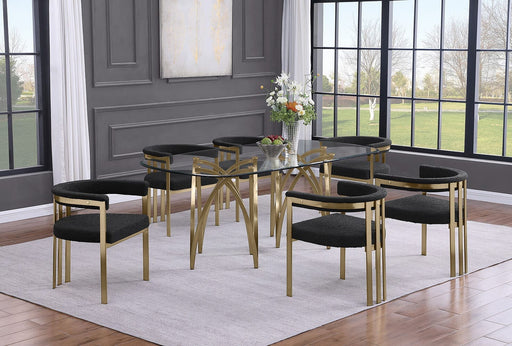 Mariano Furniture - 7 Piece Rectangular Dining Table Set in Black/Gold - BQ-D06-6SC386 - GreatFurnitureDeal