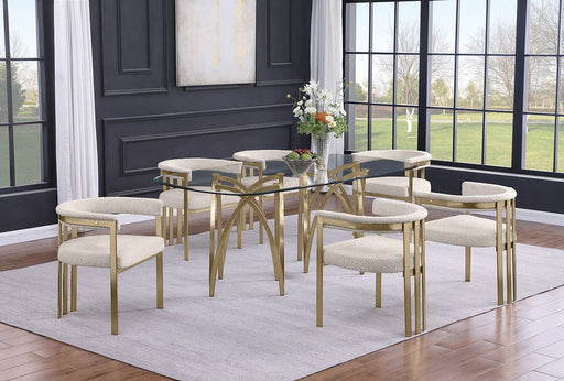 Mariano Furniture - 7 Piece Rectangular Dining Table Set in Cream/Gold - BQ-D06-6SC387 - GreatFurnitureDeal