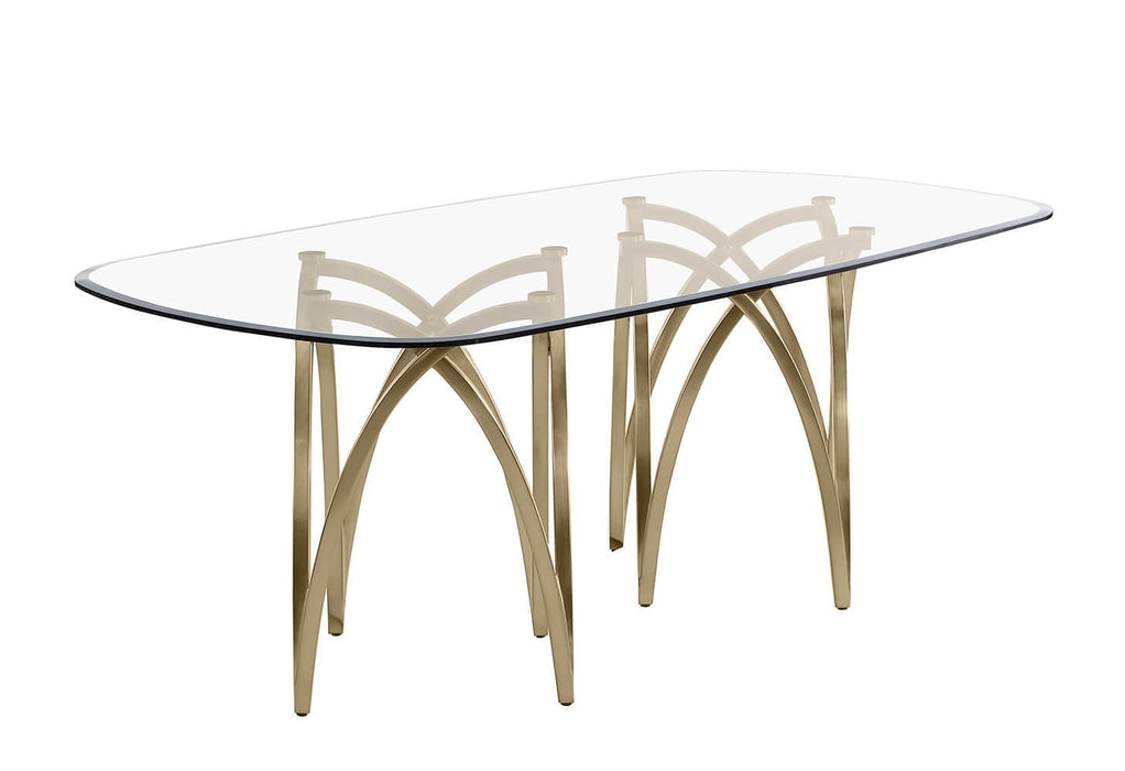 Mariano Furniture - Rounded Rectangular Glass Dining Table in Gold - BQ-D06-DT - GreatFurnitureDeal
