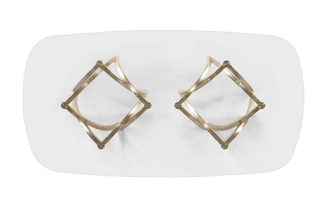 Mariano Furniture - Rounded Rectangular Glass Dining Table in Gold - BQ-D08-DT - GreatFurnitureDeal