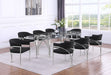 Mariano Furniture - 9 Piece Big Rectangular Glass Dining Set in Black/Silver - BQ- D07-8SC302 - GreatFurnitureDeal