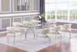 Mariano Furniture - 9 Piece Big Rectangular Glass Dining Set in Cream/Silver - BQ-D07-8SC303 - GreatFurnitureDeal