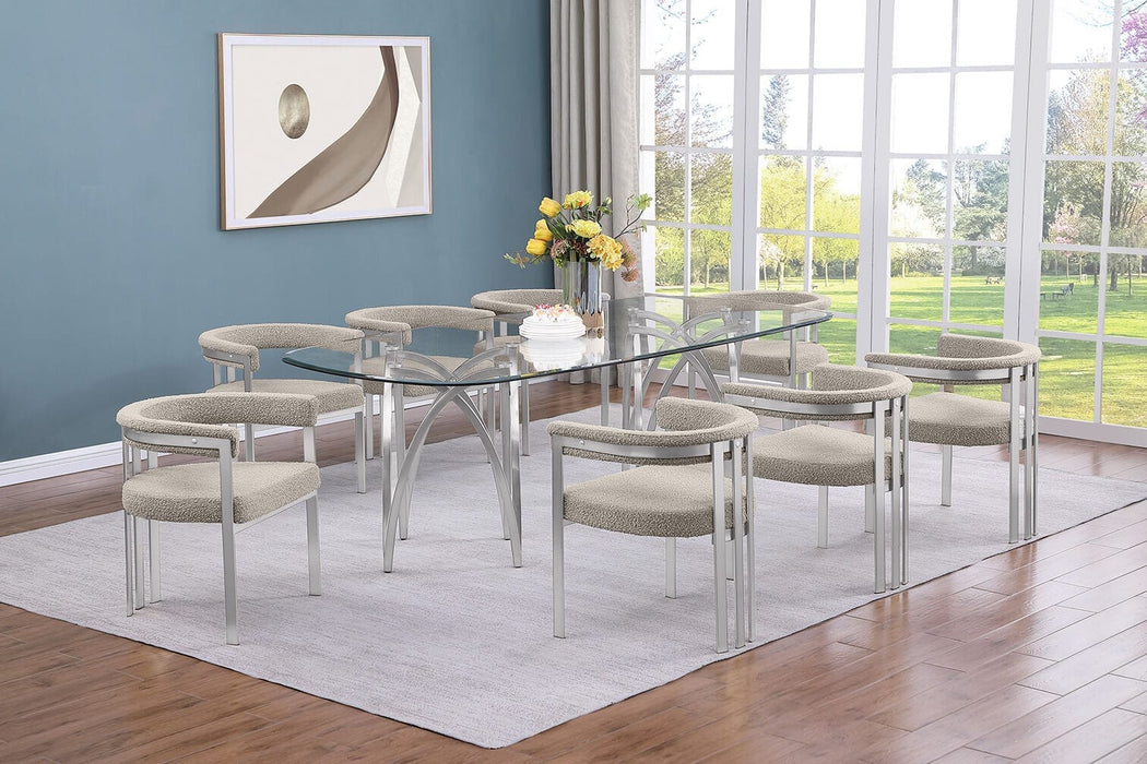 Mariano Furniture - 9 Piece Rectangular Dining Table Set in Gray/Silver - BQ-D07-8SC381 - GreatFurnitureDeal