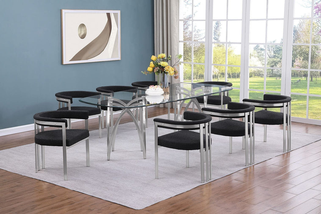 Mariano Furniture - 9 Piece Rectangular Dining Table Set in Black/Silver - BQ-D07-8SC382 - GreatFurnitureDeal