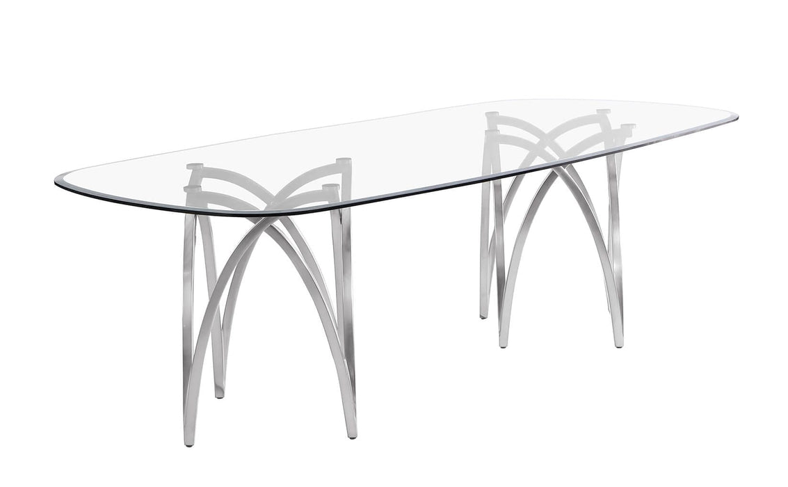 Mariano Furniture - Rounded Rectangular Glass Dining Table in Silver - BQ-D07-DT - GreatFurnitureDeal