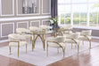 Mariano Furniture - 9 Piece Big Rectangular Glass Dining Set in Cream/Gold - BQ-D08-8SC307 - GreatFurnitureDeal