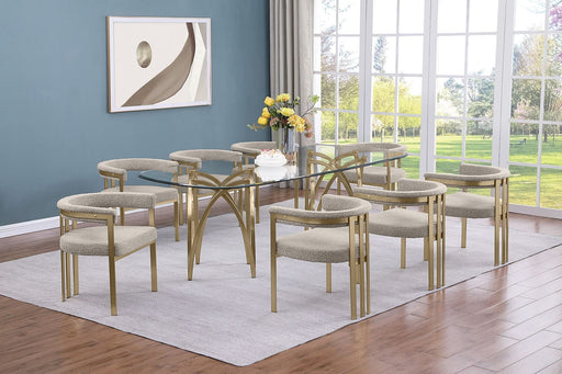 Mariano Furniture - 9 Piece Rectangular Dining Table Set in Gray/Gold- BQ-D08-8SC385 - GreatFurnitureDeal