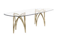 Mariano Furniture - Rounded Rectangular Glass Dining Table in Gold - BQ-D08-DT - GreatFurnitureDeal