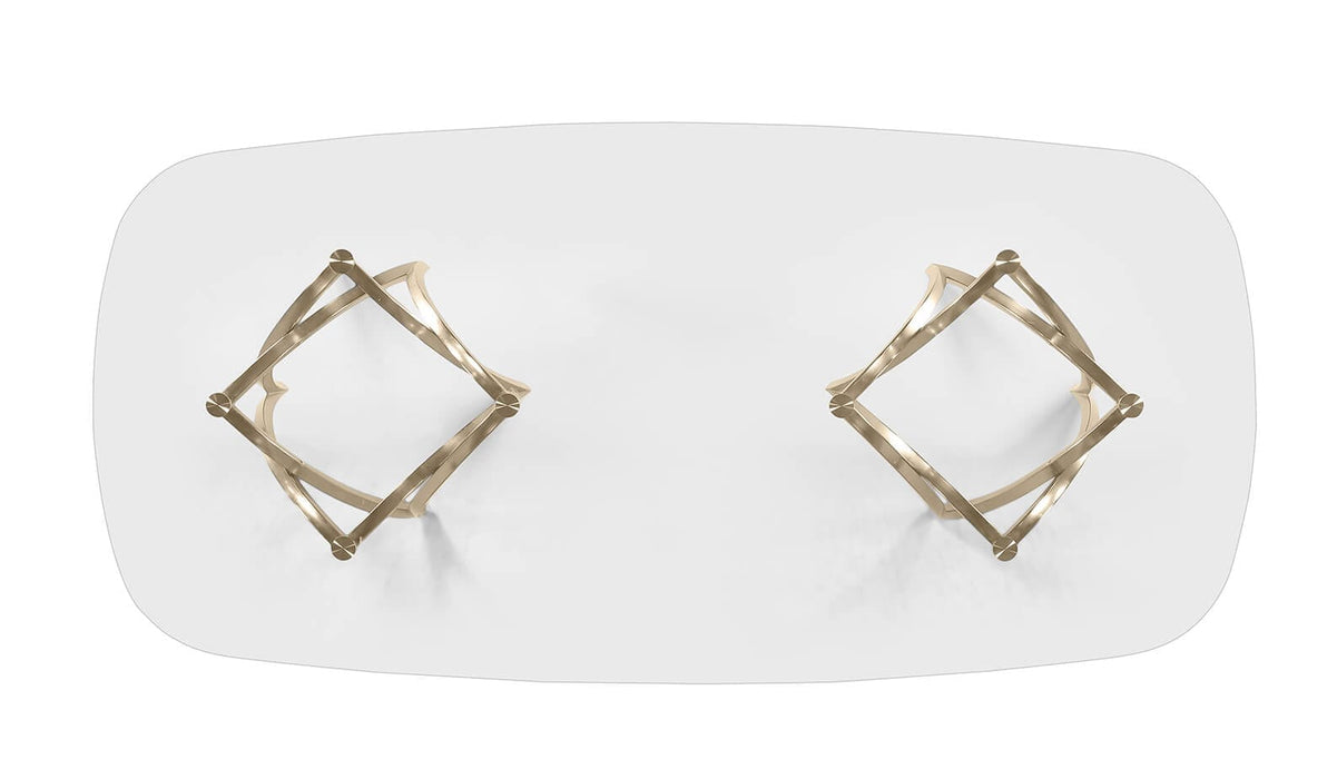 Mariano Furniture - 9 Piece Big Rectangular Glass Dining Set in Cream/Gold - BQ-D08-8SC307 - GreatFurnitureDeal