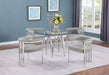 Mariano Furniture - 5 Piece Circular Glass Dining Set with Matte Chrome in Rich Gray - BQ-D09-4SC380 - GreatFurnitureDeal