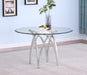 Mariano Furniture - Round Clear Glass Dining Table in Silver - BQ-D09-DT - GreatFurnitureDeal