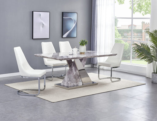 Mariano Furniture - 5 Piece Dining Table Set in White - BQ-D121D5 - GreatFurnitureDeal