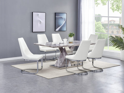 Mariano Furniture - 7 Piece Dining Table Set in White - BQ-D121D7 - GreatFurnitureDeal