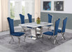 Mariano Furniture - 7 Piece Marble Dining Table Set in Navy Blue - BQ-D14-6SC35 - GreatFurnitureDeal