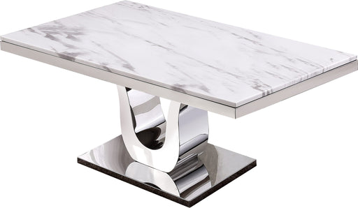 Mariano Furniture - 7 Piece Marble Dining Table Set in White - BQ-D14D7 - GreatFurnitureDeal