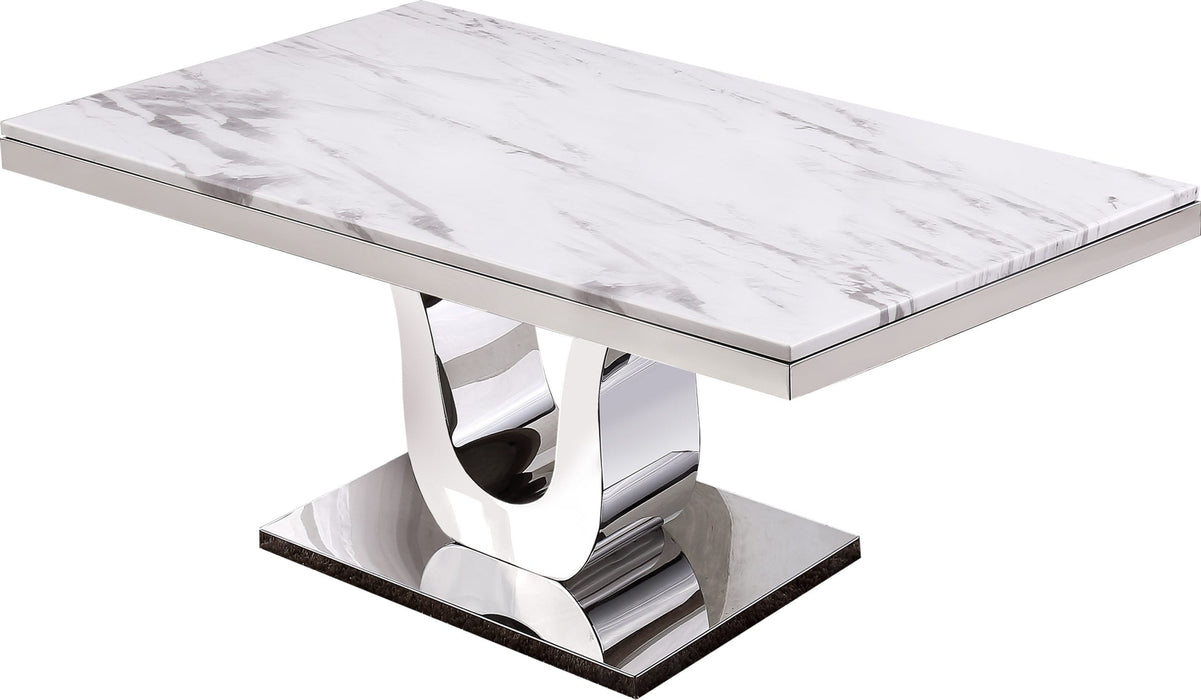 Mariano Furniture - 5 Piece Marble Dining Table Set in White - BQ-D14-4SC34 - GreatFurnitureDeal