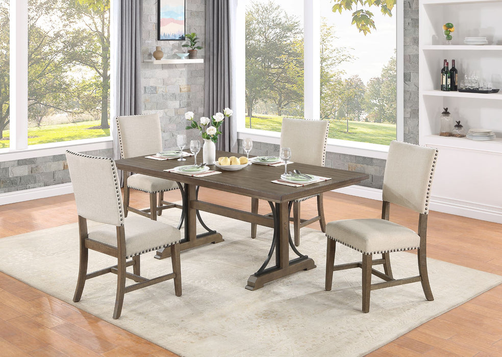 Mariano Furniture - 5 Piece Dining Set in Brown Oak - BQ-D174D5 - GreatFurnitureDeal