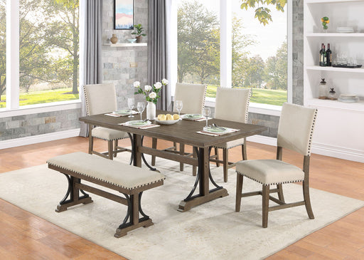 Mariano Furniture - 6 Piece Dining Set in Brown Oak - BQ-D174D6 - GreatFurnitureDeal