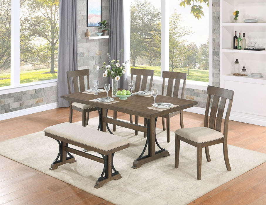 Mariano Furniture - Fixed Dining Table in Brown Oak - BQ-D174-DT - GreatFurnitureDeal