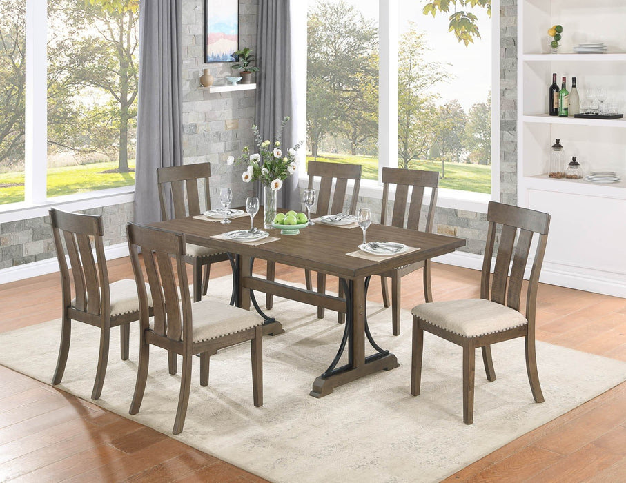 Mariano Furniture - 7 Piece Dining Set in Brown Oak - BQ-D178D7 - GreatFurnitureDeal