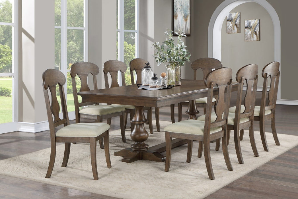 Mariano Furniture - 9 Piece Dining Table Large Set in Rustic Oak - BQ-D183D9 - GreatFurnitureDeal