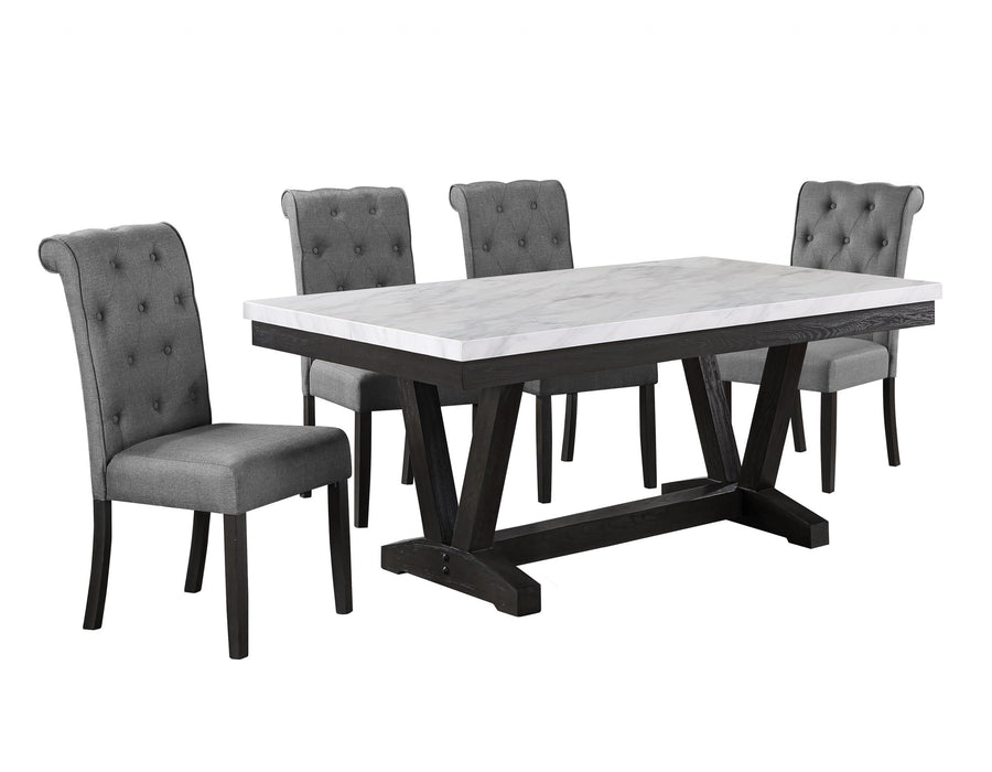 Mariano Furniture - 5 Piece Faux White Marble Dining Table Set - BQ-D185D5 - GreatFurnitureDeal