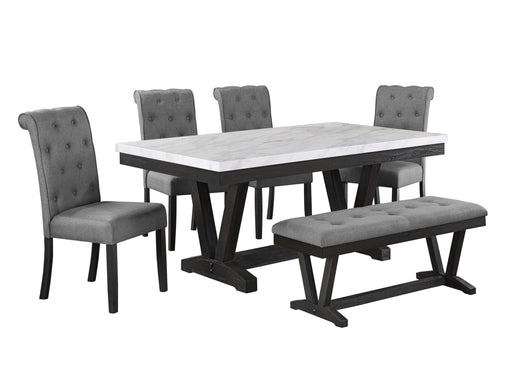 Mariano Furniture - 6 Piece Faux White Marble Dining Table Set - BQ-D185D6 - GreatFurnitureDeal