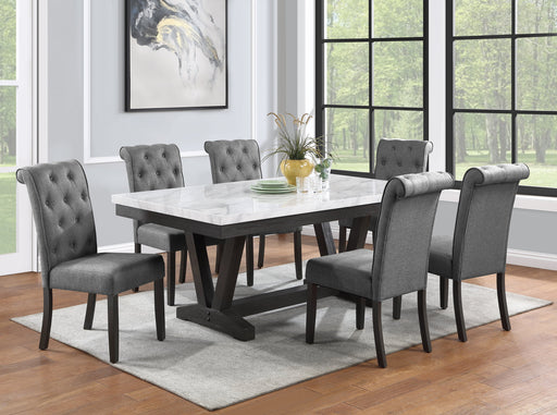 Mariano Furniture - 7 Piece Faux White Marble Dining Table Set - BQ-D185D7 - GreatFurnitureDeal