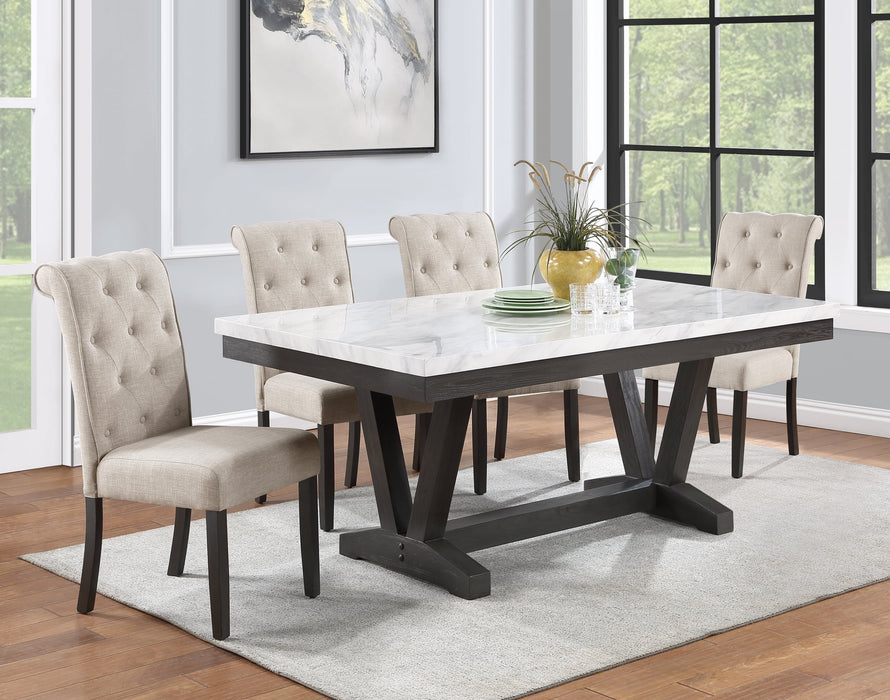 Mariano Furniture - 5 Piece Faux White Marble Dining Table Set - BQ-D186D5 - GreatFurnitureDeal