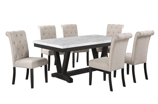 Mariano Furniture - 7 Piece Faux White Marble Dining Table Set - BQ-D186D7 - GreatFurnitureDeal