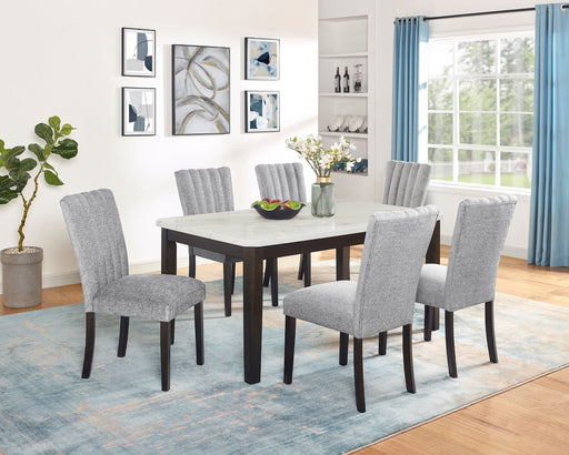 Mariano Furniture - 7 Piece Faux Marble Dining Set in White - BQ-D187D7 - GreatFurnitureDeal