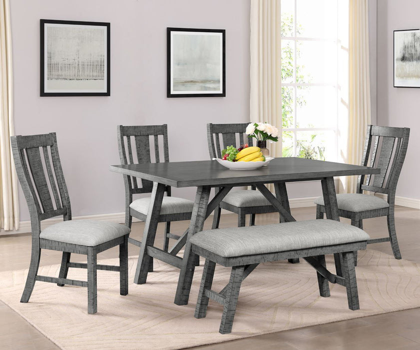 Mariano Furniture - 6 Piece Dining Table Set in Rustic Gray - BQ-D189D6 - GreatFurnitureDeal