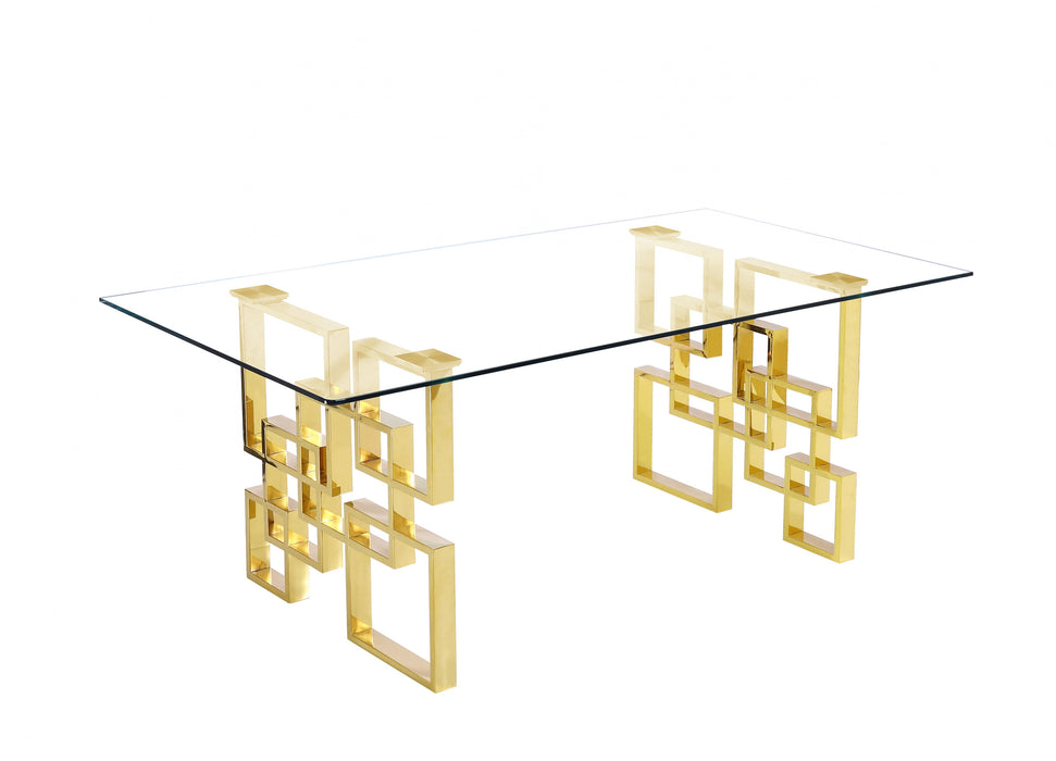 Mariano Furniture - Glass Dining Table in Gold - BQ-D222-DT - GreatFurnitureDeal