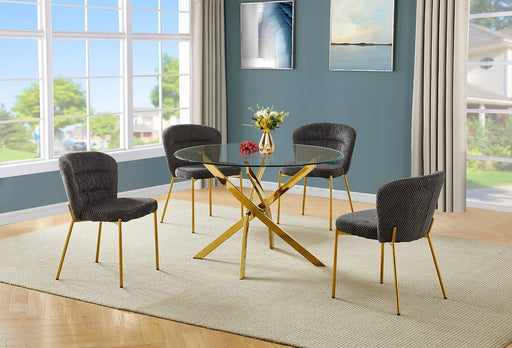 Mariano Furniture - 5 Piece Round Faux Marble Dining Set in Dark Gray/Gold - BQ-D232-4SC254 - GreatFurnitureDeal