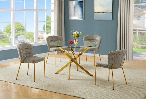 Mariano Furniture - 5 Piece Round Faux Marble Dining Set in Gray/Gold - BQ-D232-4SC255 - GreatFurnitureDeal