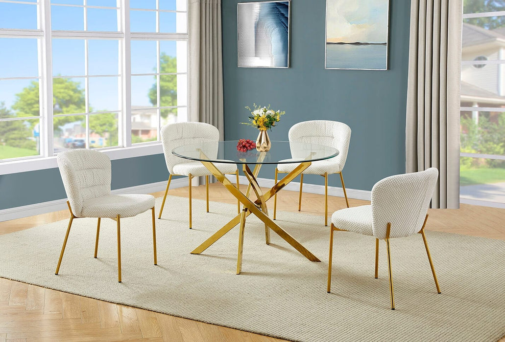 Mariano Furniture - 5 Piece Round Faux Marble Dining Set in Cream/Gold - BQ-D232-4SC256 - GreatFurnitureDeal